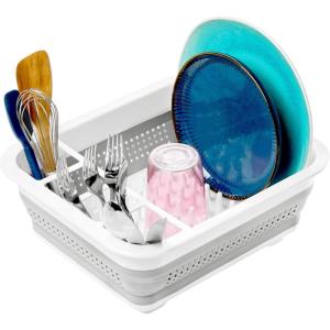 imagemadesmart Collapsible Drying Dish Rack  SINKWARE Collection  Easy Storage  BPAFreePremiumgreyWhite