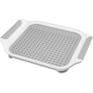 imagemadesmart Soft Draining Sink Mat  White Grey  SINKWARE COLLECTION  Dry Cups Utensils or use to Catch Food Prep  Softgrip Handles for Portability  Nonslip Rubber Feet  BPAFree