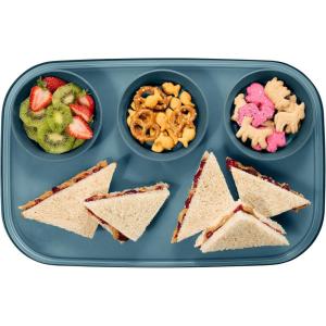 imageMadesmart Dipware 3Bowl Reusable Serving Tray for Appetizers and Snacks FoodSafe Appetizer Serving Platter with 3 Removable Dip Bowls BlueTranslucent Midnight