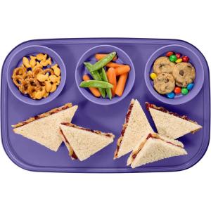 imageMadesmart Dipware 3Bowl Reusable Serving Tray for Appetizers and Snacks FoodSafe Appetizer Serving Platter with 3 Removable Dip Bowls BlueTranslucent Plum