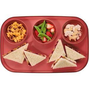 imageMadesmart Dipware 3Bowl Reusable Serving Tray for Appetizers and Snacks FoodSafe Appetizer Serving Platter with 3 Removable Dip Bowls BlueTranslucent Red