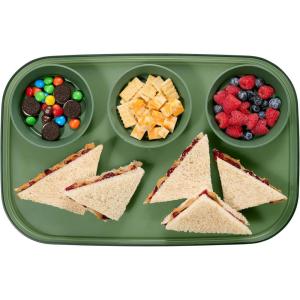 imageMadesmart Dipware 3Bowl Reusable Serving Tray for Appetizers and Snacks FoodSafe Appetizer Serving Platter with 3 Removable Dip Bowls BlueTranslucent Olive