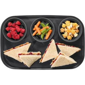 imageMadesmart Dipware 3Bowl Reusable Serving Tray for Appetizers and Snacks FoodSafe Appetizer Serving Platter with 3 Removable Dip Bowls BlueTranslucent Carbon