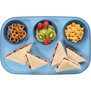 imageMadesmart Dipware 3Bowl Reusable Serving Tray for Appetizers and Snacks FoodSafe Appetizer Serving Platter with 3 Removable Dip Bowls BlueTranslucent Blue
