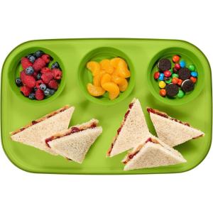 imageMadesmart Dipware 3Bowl Reusable Serving Tray for Appetizers and Snacks FoodSafe Appetizer Serving Platter with 3 Removable Dip Bowls BlueTranslucent Lime