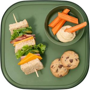 imageMadesmart Dipware Reusable Dining PlateServing Tray for Appetizers and Snacks FoodSafe Appetizer Serving Platter with Removable Dip Bowl PinkTranslucent Olive