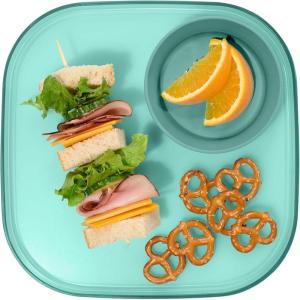 imageMadesmart Dipware Reusable Dining PlateServing Tray for Appetizers and Snacks FoodSafe Appetizer Serving Platter with Removable Dip Bowl PinkTranslucent Teal