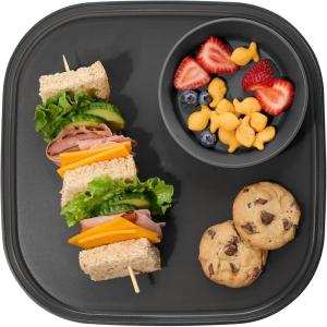 imageMadesmart Dipware Reusable Dining PlateServing Tray for Appetizers and Snacks FoodSafe Appetizer Serving Platter with Removable Dip Bowl PinkTranslucent Carbon