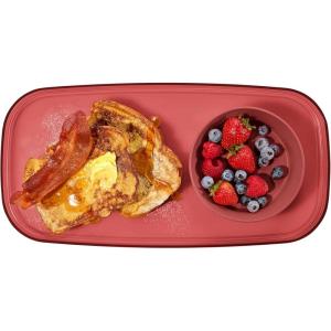 imageMadesmart Dipware Small Reusable Serving Tray for Appetizers and Snacks FoodSafe Small Appetizer Serving Platter with Removable Dip Bowl RedTranslucent Red