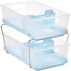 imageMadesmart 2Tier Organizer MultiPurpose SlideOut Storage with Handles and Dividers for Home and Bath BPA Free Pack of 1 CarbonBlue