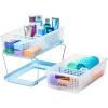 imageMadesmart 2Tier Organizer MultiPurpose SlideOut Storage with Handles and Dividers for Home and Bath BPA Free Pack of 1 CarbonBlue