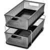 imageMadesmart 2Tier Organizer MultiPurpose SlideOut Storage with Handles and Dividers for Home and Bath BPA Free Pack of 1 CarbonCarbon