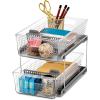 imageMadesmart 2Tier Organizer MultiPurpose SlideOut Storage with Handles and Dividers for Home and Bath BPA Free Pack of 1 CarbonClear  Dividers