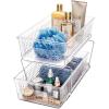 imageMadesmart 2Tier Organizer MultiPurpose SlideOut Storage with Handles and Dividers for Home and Bath BPA Free Pack of 1 CarbonClear