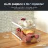 imageMadesmart 2Tier Organizer MultiPurpose SlideOut Storage with Handles and Dividers for Home and Bath BPA Free Pack of 1 CarbonClear