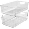 imageMadesmart 2Tier Organizer MultiPurpose SlideOut Storage with Handles and Dividers for Home and Bath BPA Free Pack of 1 CarbonClear