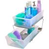 imageMadesmart 2Tier Organizer MultiPurpose SlideOut Storage with Handles and Dividers for Home and Bath BPA Free Pack of 1 CarbonFrost