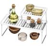 imageMadesmart Small Stackable Storage Shelf for Cabinets or Counters Plastic Collapsible Cabinet Shelf for Home Organization White  938 x 763 x 15 in