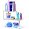 imagemadesmart Small Stackable Storage Shelf for Cabinets or Counters Plastic Collapsible Cabinet Shelf for Home Organization White 938 x 763 x 15 in