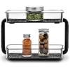 imagemadesmart Two Level Spice OrganizerCabinet Collection Maximizes Vertical Space Removable SoftGrip Lining Dual Handles ampampBPAFree Small GreyCarbon