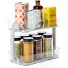 imagemadesmart Two Level Spice OrganizerCabinet Collection Maximizes Vertical Space Removable SoftGrip Lining Dual Handles ampampBPAFree Small GreyPremiumGray