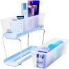 imageMadesmart 2Tier Plastic Mini Multipurpose Organizer with Divided SlideOut Storage Bins Compact Under Sink and Cabinet Organizer Rack FrostBlue