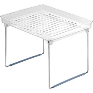 imagemadesmart Small Stackable Storage Shelf for Cabinets or Counters Plastic Collapsible Cabinet Shelf for Home Organization White 938 x 763 x 15 in