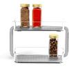 imagemadesmart 2Tier Plastic Multipurpose Kitchen Spice Organizer Condiment Storage Spice Shelf for Cabinet Organization Gray Pack of 2