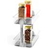 imagemadesmart 2Tier Plastic Multipurpose Kitchen Spice Organizer Condiment Storage Spice Shelf for Cabinet Organization Gray Pack of 2