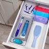 imagemadesmart Dental Tray Drawer Organizer with Drying Stone Clear Plastic Drawer Organizer for Toothbrush Dental Floss Water Flossers ToothpasteExpandable