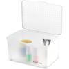imagemadesmart Medium Stacking Lid Storage Bin for Bathroom Organization Plastic Bathroom Storage Bin with DryErase Space FrostFrostBlue