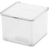 imagemadesmart Medium Stacking Lid Storage Bin for Bathroom Organization Plastic Bathroom Storage Bin with DryErase Space FrostFrostBlue
