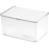 imagemadesmart Medium Stacking Lid Storage Bin for Bathroom Organization Plastic Bathroom Storage Bin with DryErase Space FrostFrostBlue