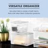 imagemadesmart Medium Stacking Lid Storage Bin for Bathroom Organization Plastic Bathroom Storage Bin with DryErase Space FrostFrostBlue