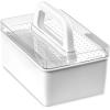 imagemadesmart Medium Stacking Lid Storage Bin for Bathroom Organization Plastic Bathroom Storage Bin with DryErase Space FrostWhite