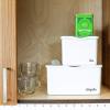 imagemadesmart Medium Stacking Lid Storage Bin for Bathroom Organization Plastic Bathroom Storage Bin with DryErase Space FrostWhite