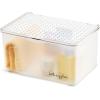 imagemadesmart Medium Stacking Lid Storage Bin for Bathroom Organization Plastic Bathroom Storage Bin with DryErase Space FrostWhite