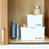 imagemadesmart Medium Stacking Lid Storage Bin for Bathroom Organization Plastic Bathroom Storage Bin with DryErase Space FrostWhite