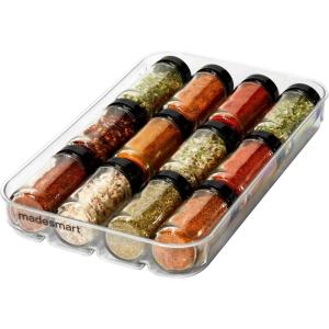 imagemadesmart 4Compartment Clear Spice Drawer Organizer Kitchen Organization and Storage Holds up to 12 Seasoning Containers Bottles Jars