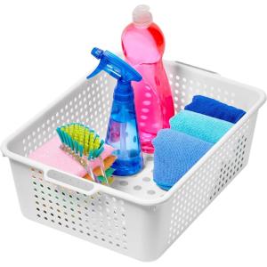 imagemadesmart Classic Medium Storage Basket  White  Classic Collection  MultiPurpose Organizer  SoftGrip Dots and NonSlip Feet  BPAFree148 x 108 x 51