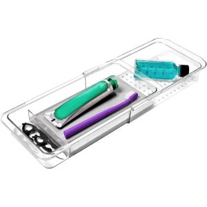 imagemadesmart Dental Tray Drawer Organizer with Drying Stone Clear Plastic Drawer Organizer for Toothbrush Dental Floss Water Flossers ToothpasteExpandable