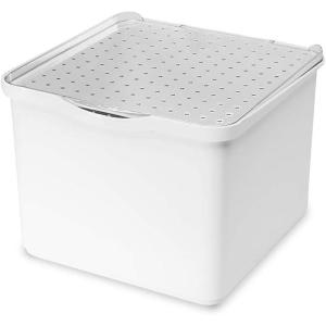 imagemadesmart Medium Stacking Lid Storage Bin for Bathroom Organization Plastic Bathroom Storage Bin with DryErase Space FrostWhite