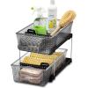imagemadesmart 2Tier Organizer MultiPurpose SlideOut Storage with Handles and Dividers for Home and Bath Pack of 4 Carbon