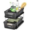 imagemadesmart Antimicrobial 2Tier Organizer MultiPurpose SlideOut Storage with Handles and Dividers for Home and Bath Frost Pack of 4Premium Carbon