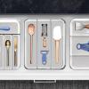 imagemadesmart Classic Large Utensil Tray Soft Grip NonSlip Kitchen Drawer MultiPurpose Home Organization BPA Free GraniteClearGray