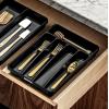 imagemadesmart Classic Mini Silverware Tray Soft Grip NonSlip Kitchen Drawer Organizer 5 Compartments MultiPurpose Home Organization BPA Free GraniteClassic Carbon