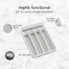 imagemadesmart Classic Mini Silverware Tray Soft Grip NonSlip Kitchen Drawer Organizer 5 Compartments MultiPurpose Home Organization BPA Free GraniteWhite