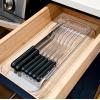 imagemadesmart Knife Drawer Organizer Kitchen Organization and Storage Holds a Variety of Knife Sizes SoftGrip Lining Clear Tray