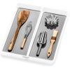 imagemadesmart Premium Antimicrobial Classic Mini Utensil Tray Soft Grip NonSlip Kitchen Drawer MultiPurpose Home Organization EPA Certified 2 Compartments CarbonPremiumWhite