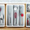 imagemadesmart Premium Antimicrobial Classic Mini Utensil Tray Soft Grip NonSlip Kitchen Drawer MultiPurpose Home Organization EPA Certified 2 Compartments CarbonWhite